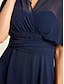 cheap Party Dresses-Chiffon Navy Blue Lace Up Tie Knot Party Midi Dress