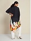 cheap Shirts-Chiffon Graphic Print Magyar Sleeve Shirt