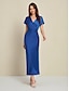 abordables Robes Soirée-Satin Trumpet Midi Dress Backless Short Sleeve