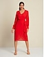 billige Uformelle kjoler-Knot Wrap Chiffon Long Sleeve Dress Set