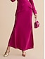 cheap Two Piece Sets-Satin Wedding Guest Magyar Sleeve Shirt &amp; Mid Waist Maxi Skirt Two Piece Set