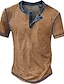 abordables Short Sleeve-Homme Chemise Henley gaufrée Tee Ecossais à Carreaux Henley Extérieur Casual Manche Courte Bouton Vêtement Tenue Polyester Mode Design Confortable