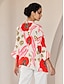 billige Shirts-Floral Magyar Sleeve Irregular Hem Shirt Collar Casual Daily Shirt