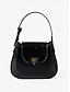 baratos Clutches &amp; Evening Bags-Classic Leather Gold Tone Handbag