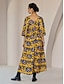 abordables Print Dresses-Chiffon Drawstring Print Maxi Dress