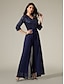 cheap Jumpsuits-Chiffon Sequin Three Dimensional Jumpsuit