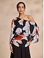 baratos Blouses-Silk One Shoulder Belted Blouse