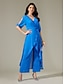 economico Jumpsuits-Chiffon Split Sleeve Wide Leg Jumpsuit