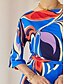 cheap Print Dresses-Loose Floral Printing Fall Crew Neck Daily Casual Knee Length Dress