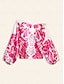 abordables Blouses-Satin Floral Lantern Sleeve Silk Blouse