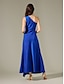 abordables Robes Soirée-Satin One Shoulder Ruffle Maxi Dress