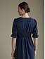 cheap Casual Dresses-Solid Puff Sleeve Elastic Cuff Midi Dress