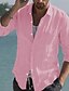 billige Linen Shirts-Herre Skjorte linskjorte Sommerskjorte Strand Klær Skjorte med knapper Svart Hvit Rosa Navyblå Langermet Helfarge Krage Vår sommer Avslappet Daglig Klær Knapp ned