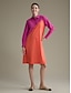 abordables Vestidos casuales-Solid Long Sleeve Pocket Shirt Dress