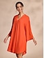 baratos Vestidos Casuais-Drop Shoulder V Neck Chiffon Mini Dress