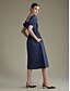 cheap Casual Dresses-Cotton Tie Front Short Sleeve Square Neck Midi Dress