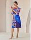 cheap Print Dresses-Loose Floral Printing Fall Crew Neck Daily Casual Knee Length Dress