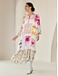 baratos Print Dresses-Leopard Satin Button up Crew Neck Maxi Dress