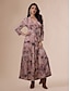 billige Kjoler til nyttårsaften-Velvet Lace Up Knot Swing V Neck Maxi Dress