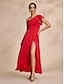 preiswerte Silvester Kleider-Satin Solid Peplum Hem Maxi Dress