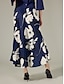 economico gonne-Floral Navy Ankle Length Skirt