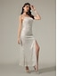 cheap Party Dresses-Sequin White Sleeveless Elegant Party Maxi Dress