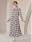 billige Print Dresses-Print Geometric Satin Leisure Maxi Dress