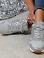 abordables Women&#039;s Sneakers-baskets à paillettes argentées pour femmes, lacets en maille avec semelle confortable