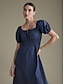 abordables Vestidos casuales-Cotton Square Neck Midi Dress with Tie Front Short Sleeve