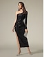 preiswerte Silvester Kleider-Sequin Split Elegant Midi Dress