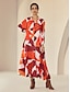 preiswerte Print Dresses-Geometric Chiffon Y Neck Maxi Dress