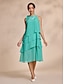 abordables Vestidos casuales-Chiffon High Neck Layered Midi Dress