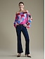 preiswerte Blouses-Elastic Cuff Floral Chiffon Blouse