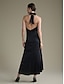 cheap Party Dresses-Satin Ruffle Halter Tie Back Elegant Party Dress