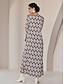 billige Print Dresses-Print Geometric Satin Leisure Maxi Dress