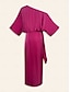 billige Kjoler til nyttårsaften-Knotted Satin Wrap Drop Shoulder Maxi Dress