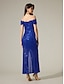 cheap Party Dresses-SequinBlue Ruched Off Shoulder Split Ends Maxi Dress