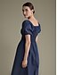 baratos Vestidos Casuais-Cotton Tie Front Square Neck Midi Dress