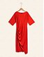 cheap Party Dresses-Elegant Party Shirred Solid Half Sleeve Midi Dress