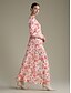 baratos Print Dresses-Luxury Floral Satin Tie Front Maxi Dress