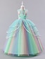 preiswerte Kleider für Mädchen-Kinder Mädchen Kleid Farbblock Regenbogen ärmellos Party süß Polyester Maxi Tüll Kleid Sommer Frühling 3-12 Jahre hellrosa weiß elfenbein