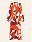 economico Print Dresses-Geometric Chiffon Y Neck Maxi Dress