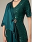 cheap Party Dresses-Satin Sequin Sparkly Mismatched Short Sleeve Maxi Dress