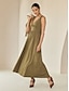 baratos Vestidos Casuais-Modal Sleeveless Solid Color V Neck Daily Casual Maxi Dress