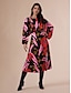 baratos Print Dresses-Silky Midi Dress with Raglan Sleeves