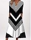 cheap Casual Dresses-Women&#039;s Casual Dress Shift Dress Midi Dress Black and white stripes Green Dark Blue Color Block Half Sleeve Summer Spring Button Basic V Neck Vacation 2023 S M L XL XXL 3XL