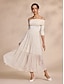 cheap Casual Dresses-Chiffon Patchwork Off Shoulder Elegant Maxi Dress