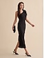 economico Abiti da festa-One Shoulder Feather Maxi Dress