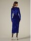 baratos Vestidos de Renda-Navy Velvet Glitter Party Midi Dress