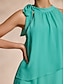 billige Uformelle kjoler-Chiffon High Neck Layered Midi Dress